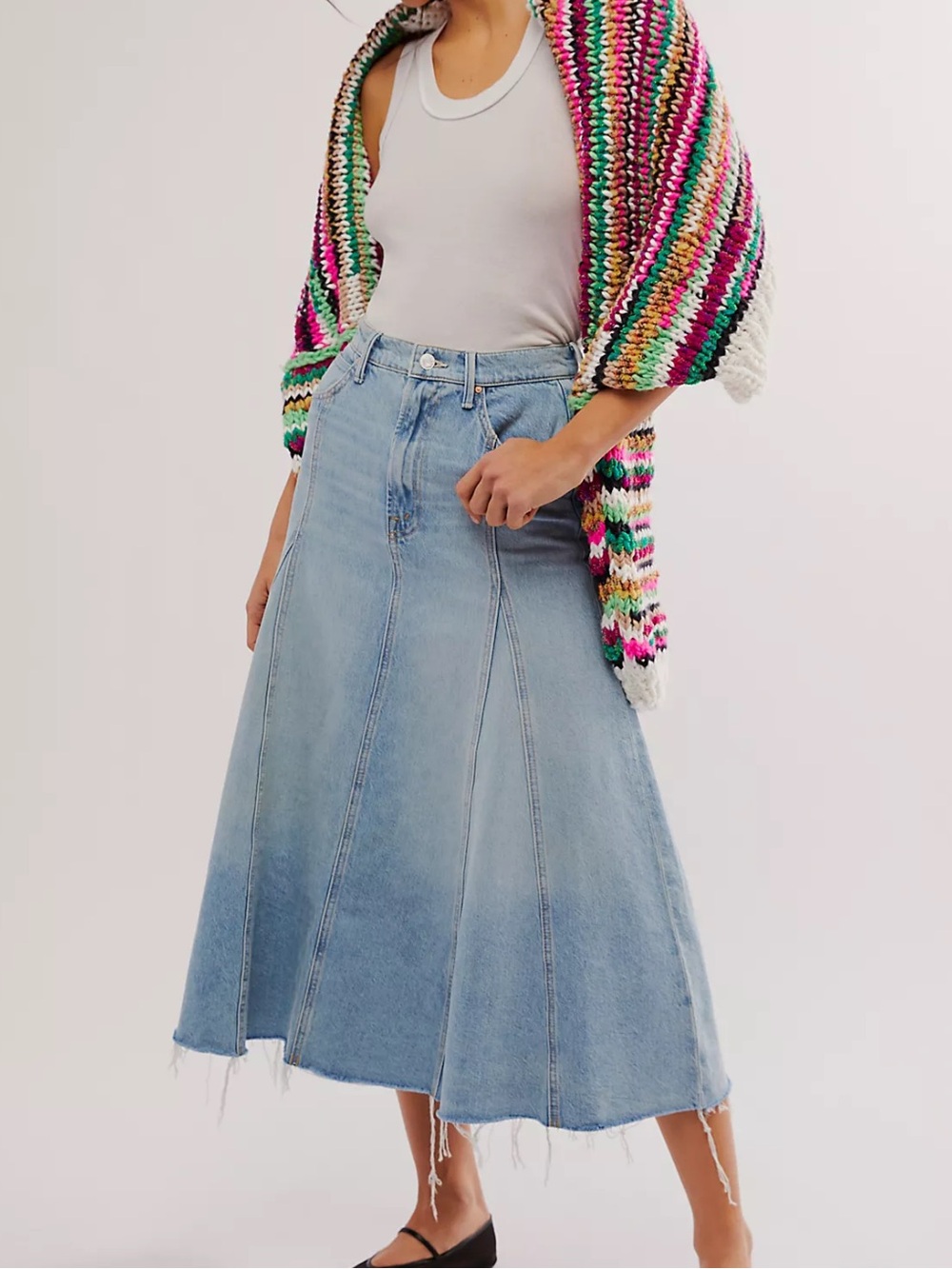 MOTHER The Full Swing Denim Midi Skirt size 26